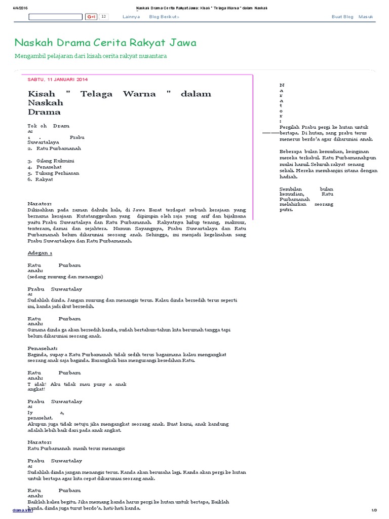 Naskah Drama Cerita Rakyat Nusantara Goreng