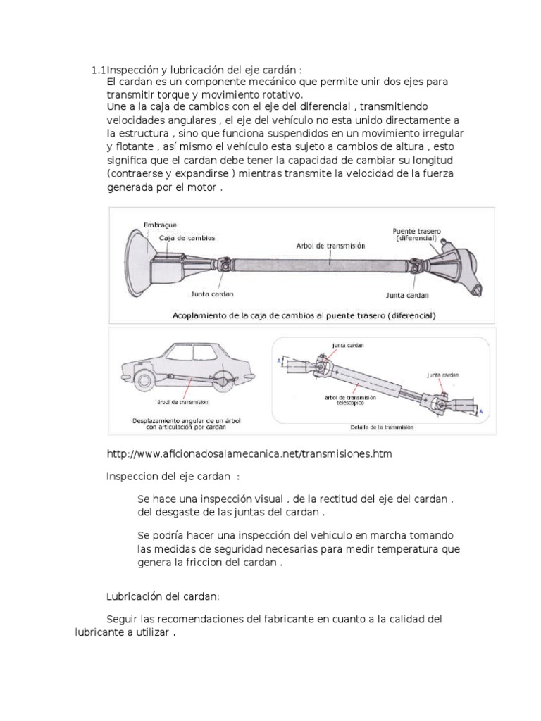Inspección y Lubricación Del Eje Cardán | PDF | Eje | Transmisión (Mecánica)