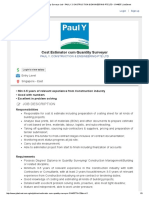 Cost Estimator Cum Quantity Surveyor Job - PAUL Y