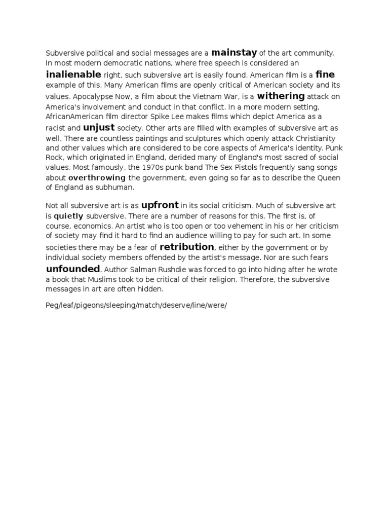 Subversive Art in Political Discourse | PDF