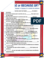 Because or Because of Esl Grammar Exercise Worksheet PDF