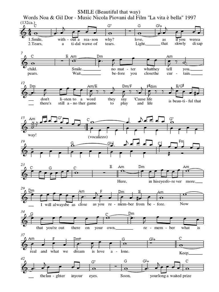 Smile La Vita E Bella Spartito Pdf