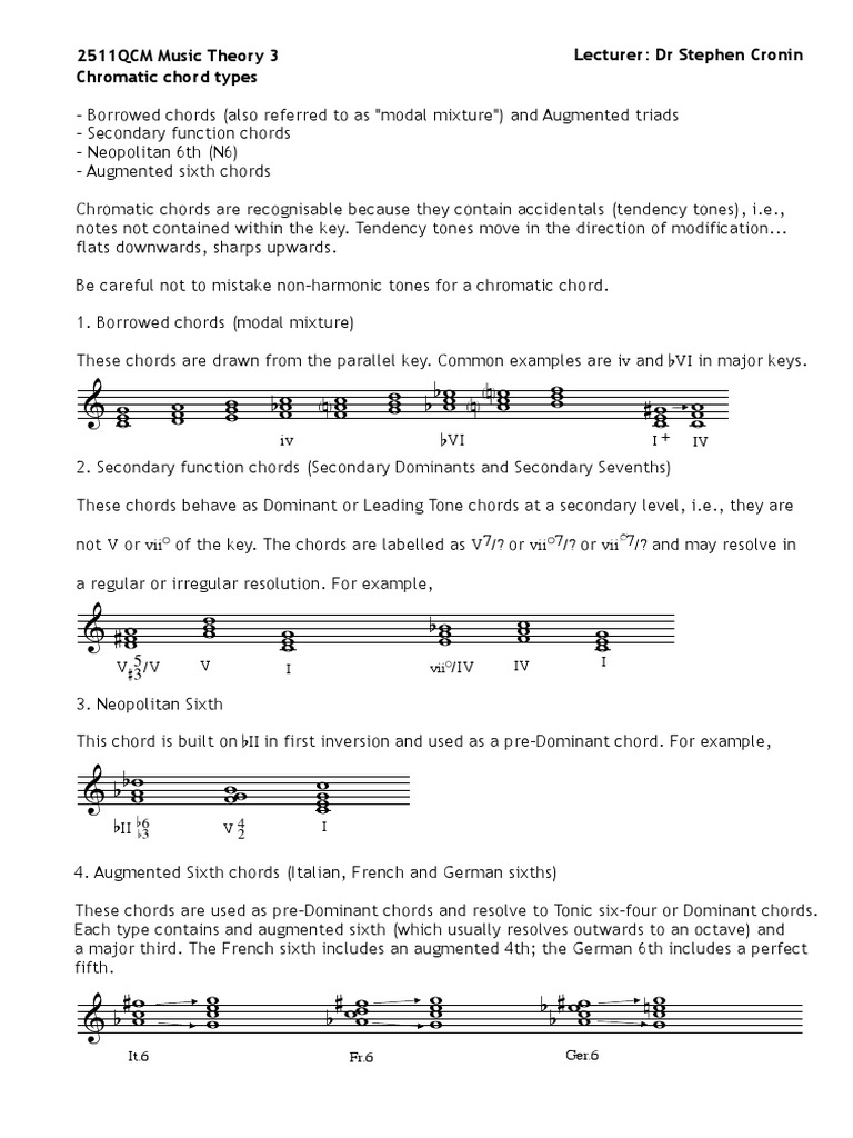 Chromatic Chords (Quick Reference) | PDF | Chord (Music) | Melody