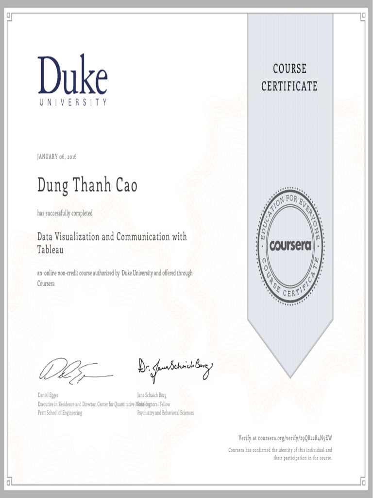 Coursera Tableau Certificate | PDF