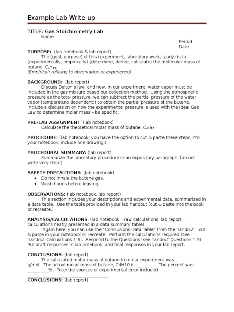 Gas Stoichiometry Lab Write-Up | PDF