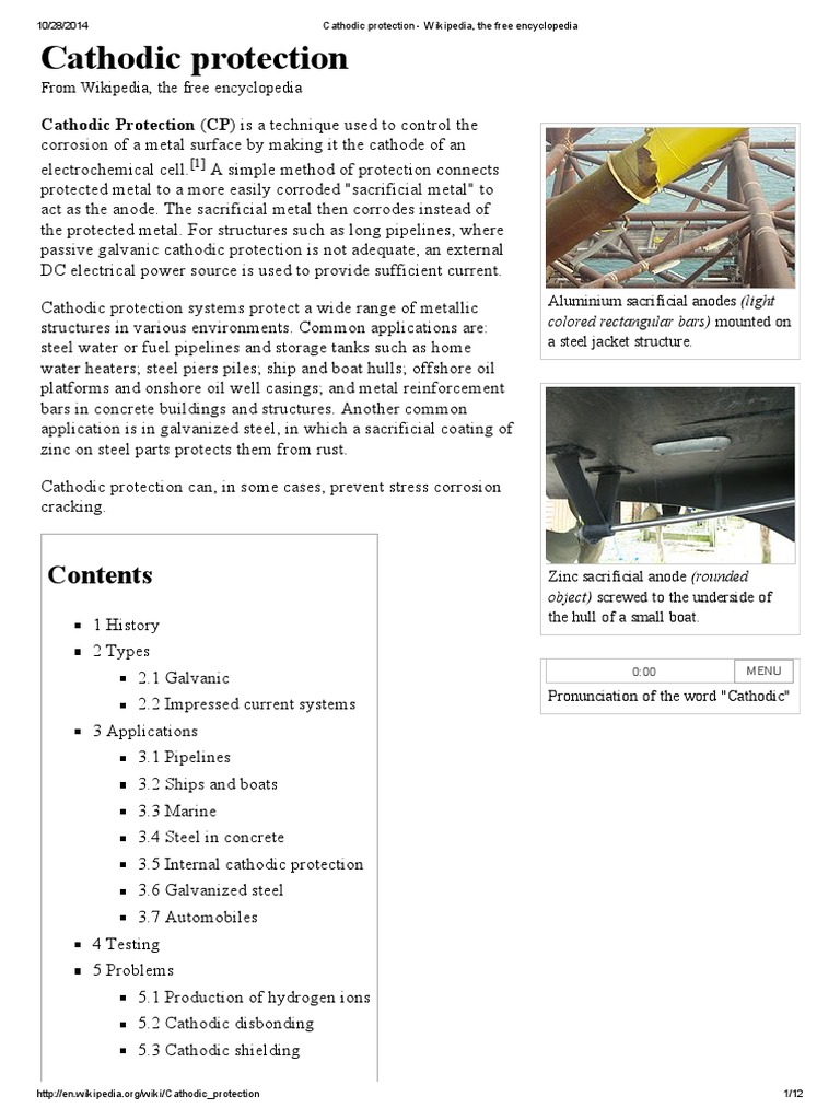 Cathodic Protection - Wikipedia | PDF | Anode | Electrochemistry