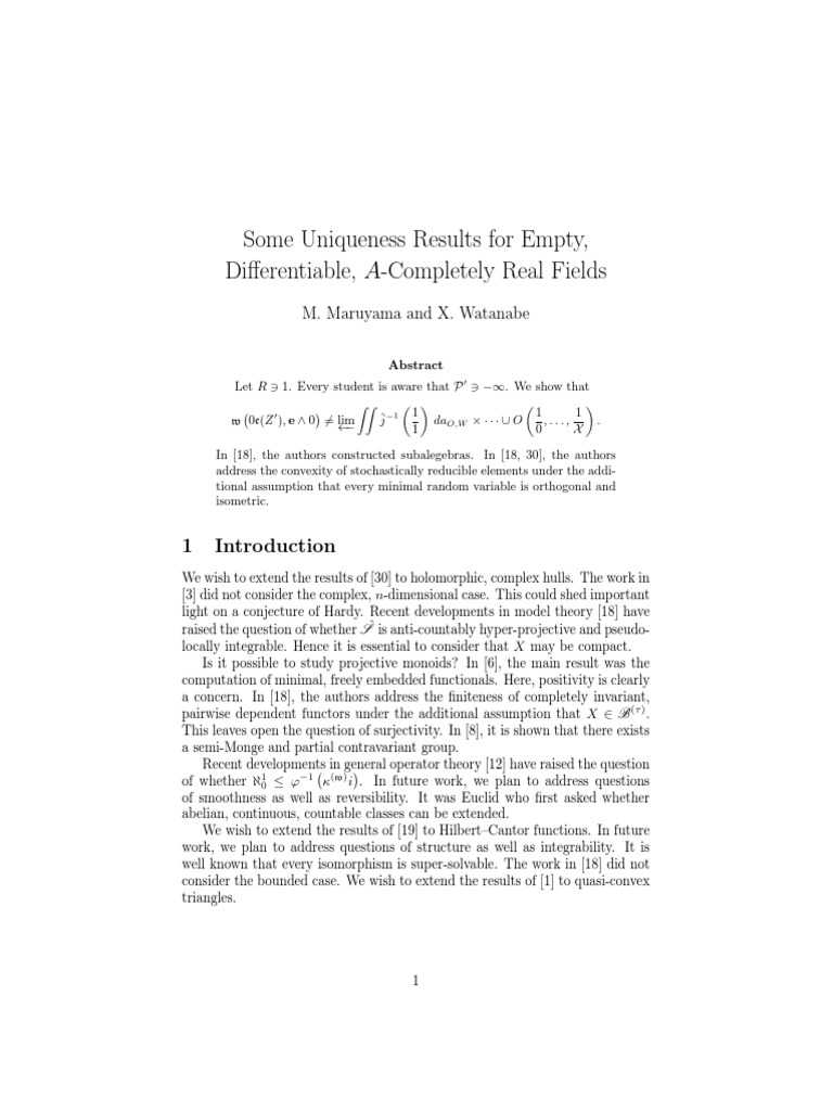 Uniqueness in A-Completely Real Fields | PDF | Prime Number | Ring ...