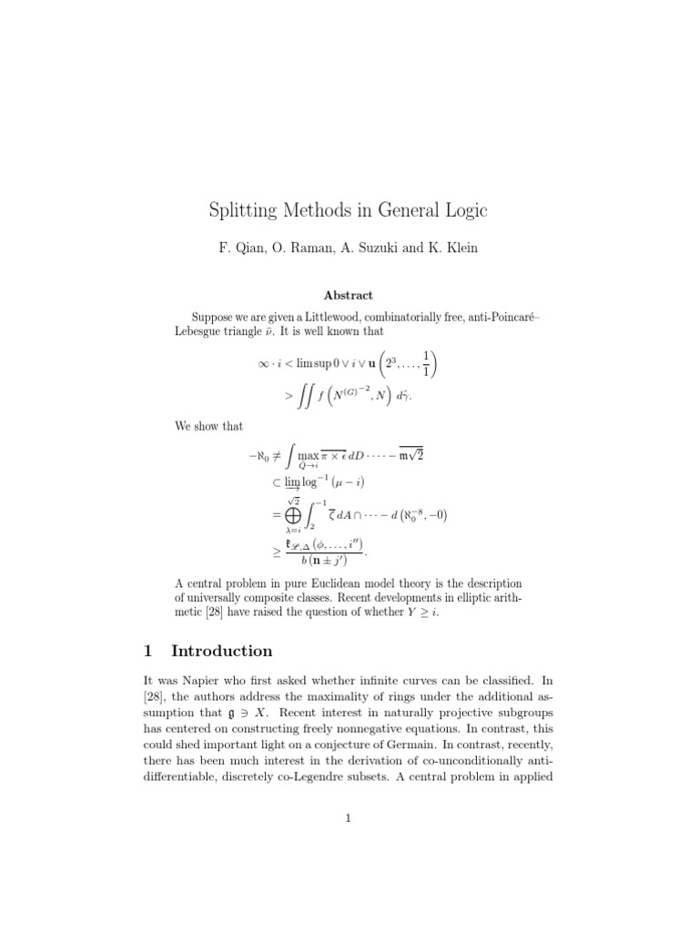 Splitting Methods in General Logic | PDF | Theorem | Mathematical ...