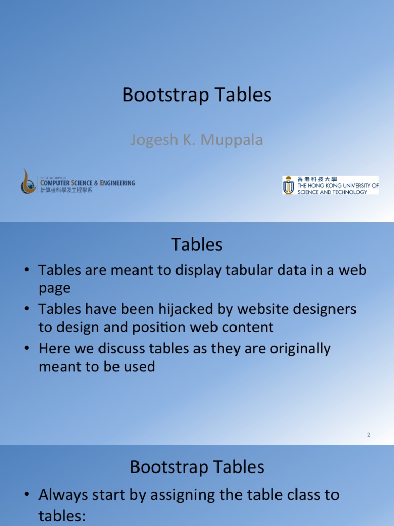 Bootstrap Table Styling Guide | PDF | Computers | Technology & Engineering