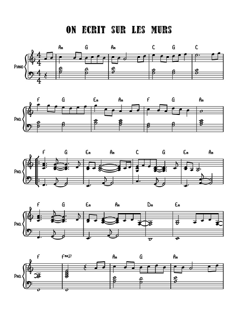 On Ecrit Sur Les Murs Cmdl Partition Complète