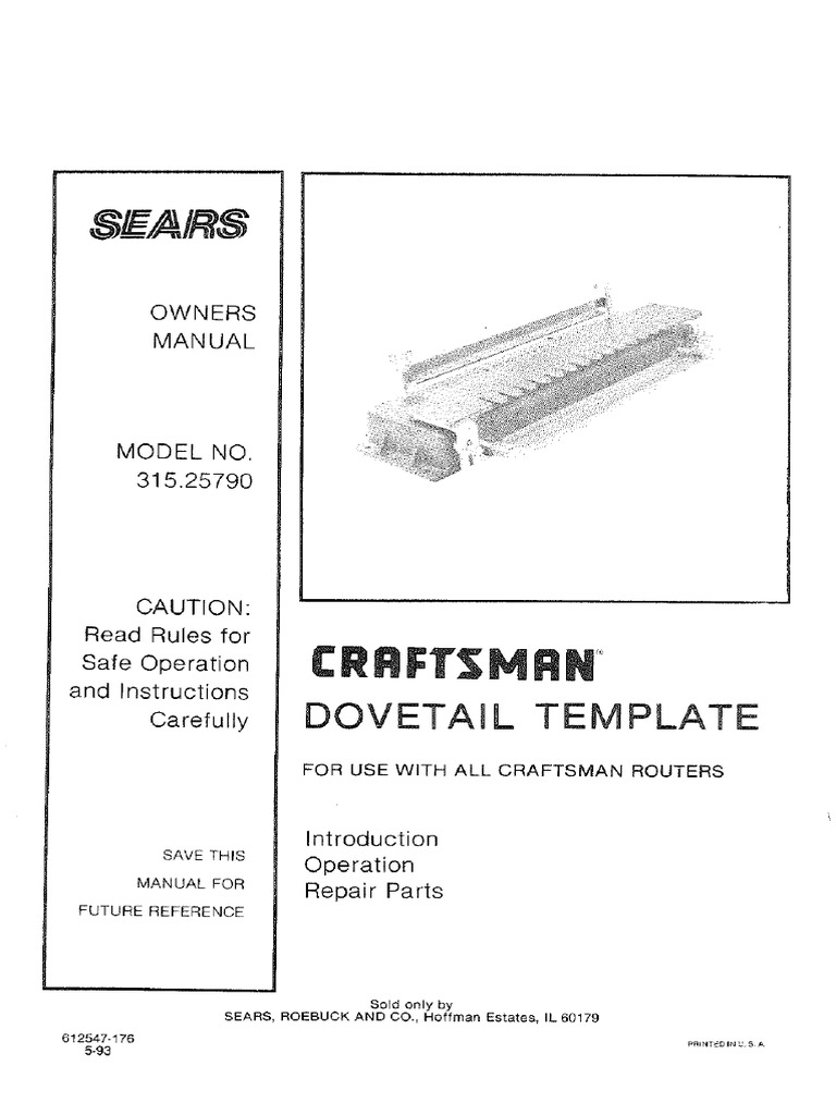 Craftsman Dovetail Jig L0804094 PDF Screw Wood
