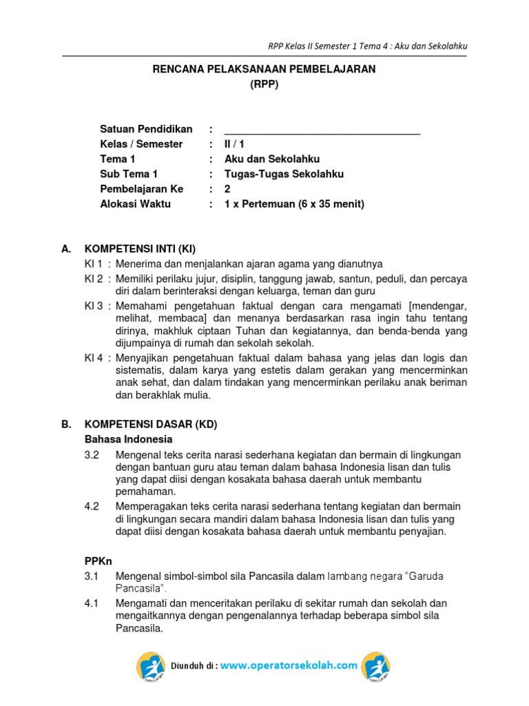              Format Dan Contoh Lkpd Kurikulum  Rpp Kelas 2 Tema 3 Subtema 2 Pembelajaran 3 Revisi 2017