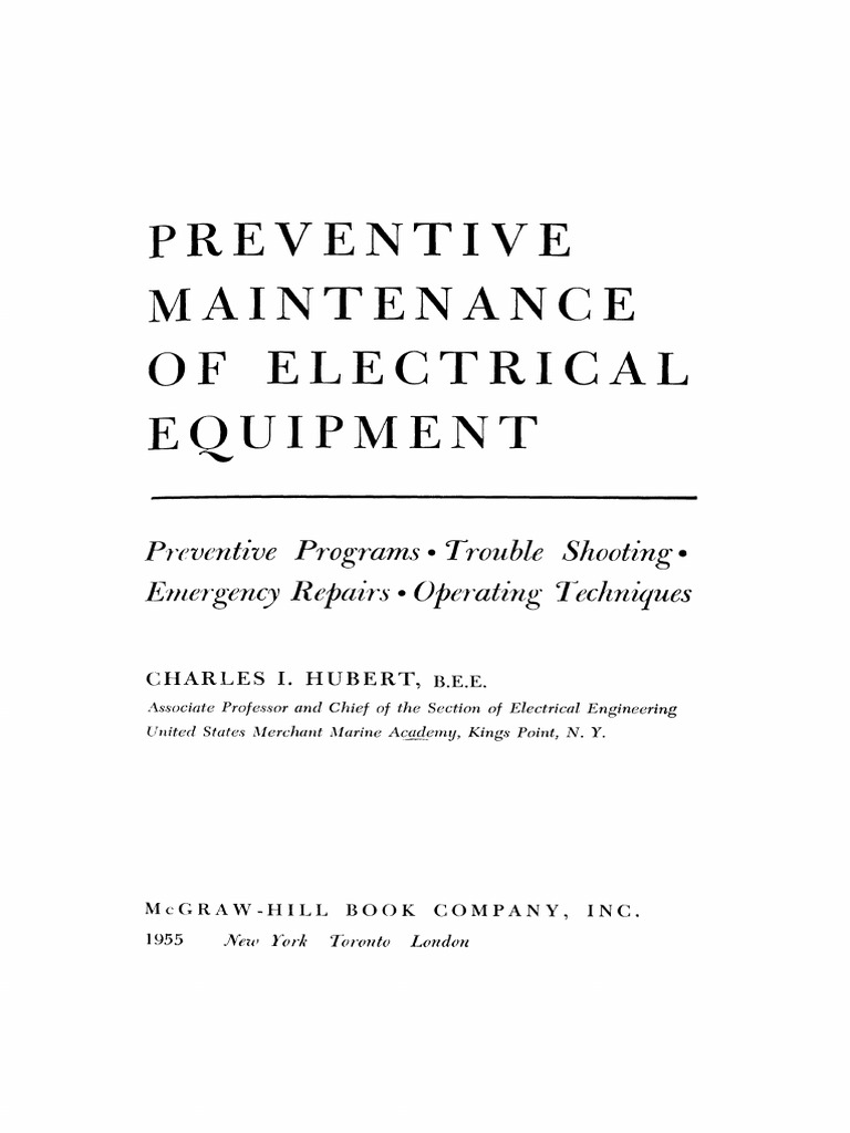 Preventive Maintenance of Electrical Equipment PDF