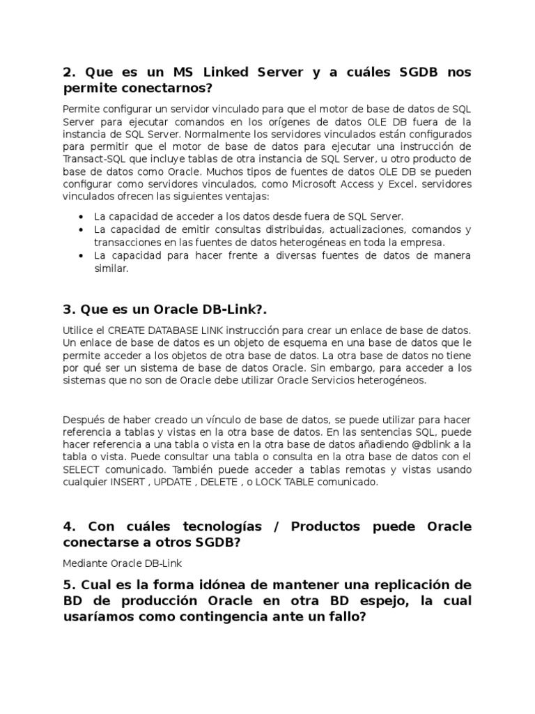 MS Linked Server y Oracle DB-Link Explained | PDF | Servidor SQL de ...