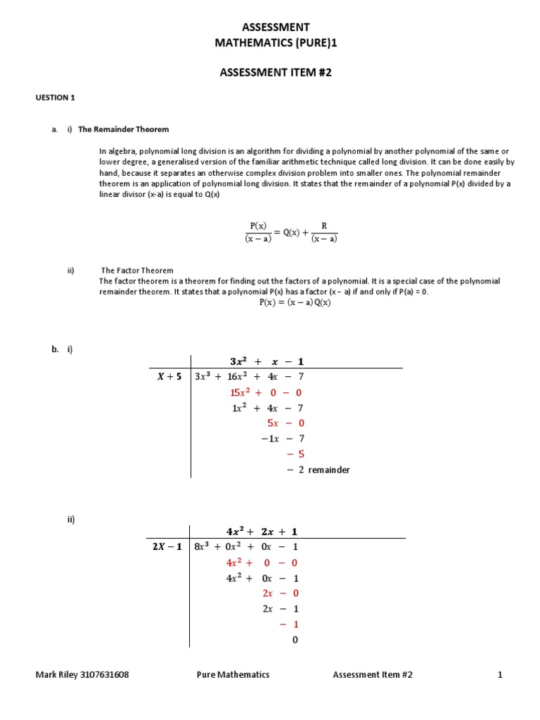 Maths Assignment - With Roller Coaster Question | PDF | Polynomial