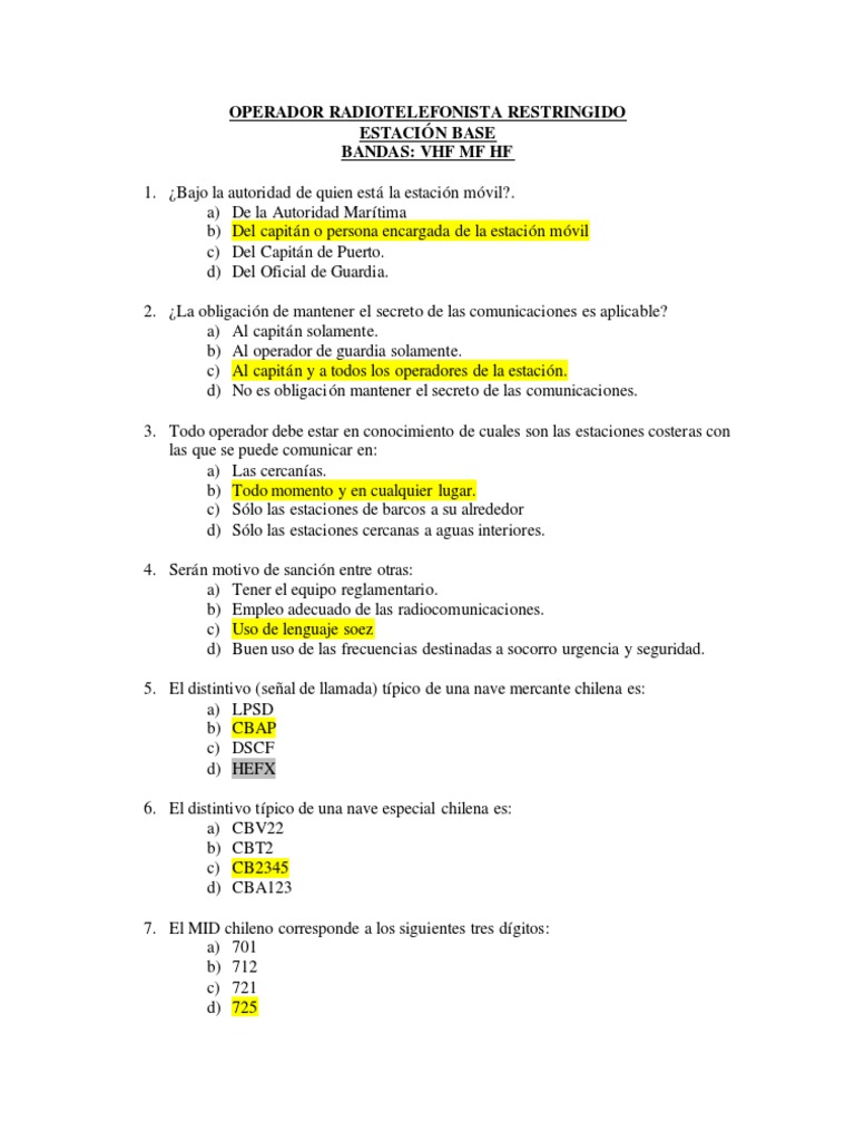 Examen de Radio Operador Restringido | PDF | Radiodifusión | Radiodifusión