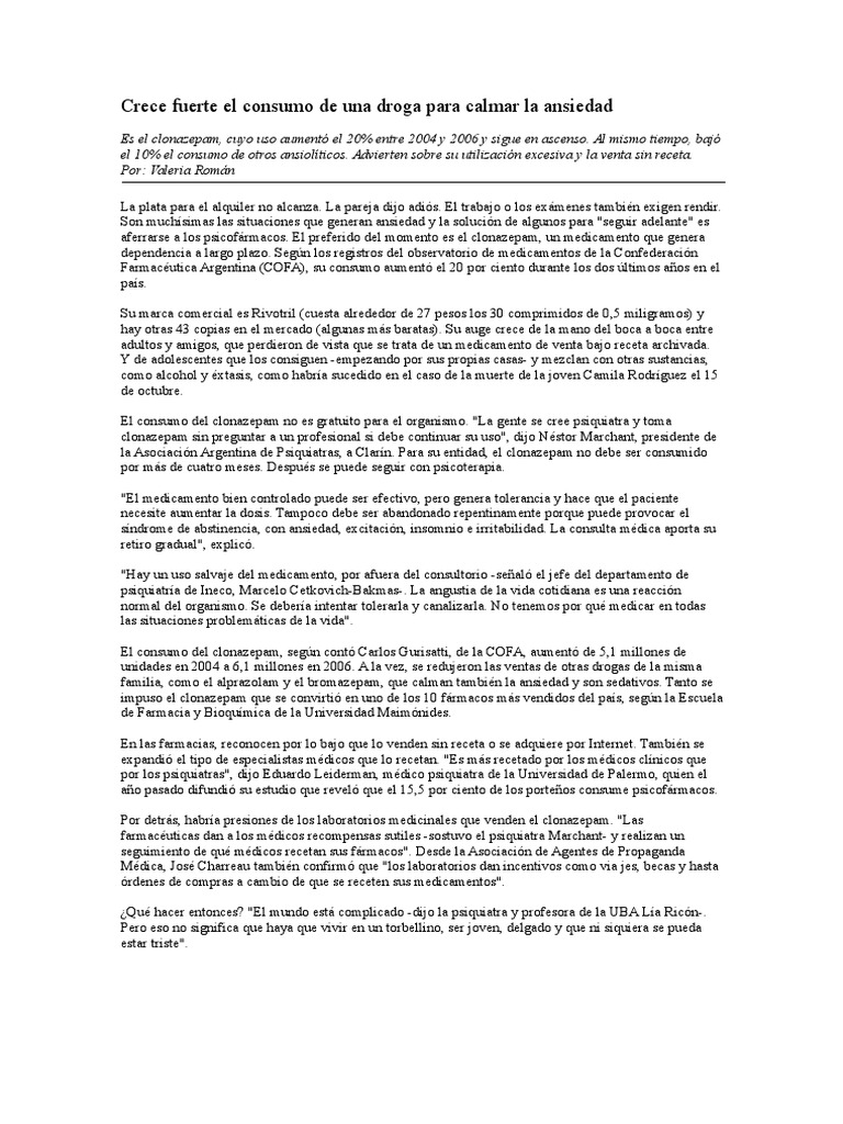 Rivotril lo venden sin receta