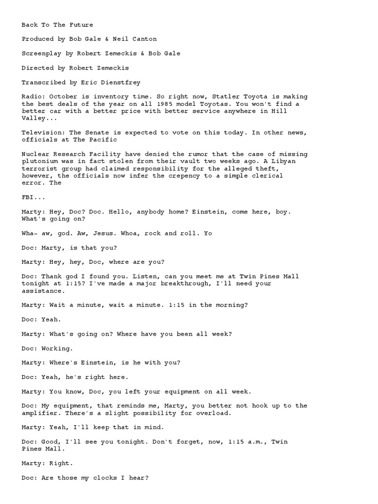 Back To The Future | PDF