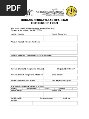 Borang Keahlian Waris Imam Perang Pdf