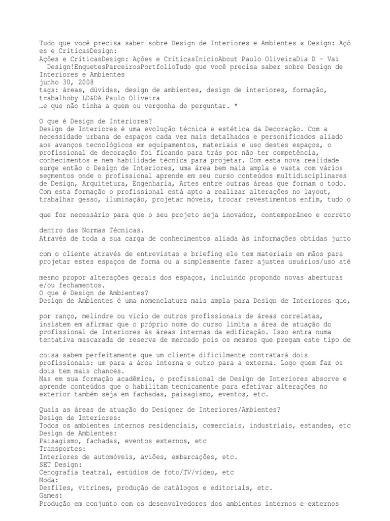 Guia Completo sobre Design de Interiores | PDF | Trabalhador autônomo ...