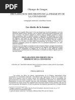 Olympe de Gouges - Déclaration Des Droits de La Femme Et de La Citoyenne