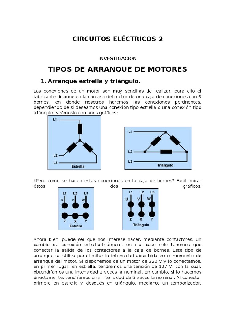 Tipos de Arranque de Motores Trifásicos | PDF | Relé | Corriente eléctrica