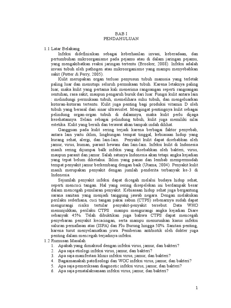 Makalah Asuhan Keperawatan Integumen Klien Dengan Infeksi Bakteri Dan Jamur