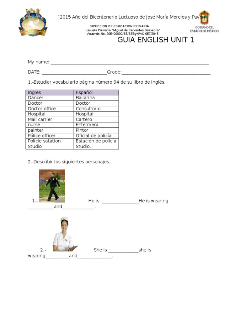 Guía de Inglés para Cuarto Grado | PDF