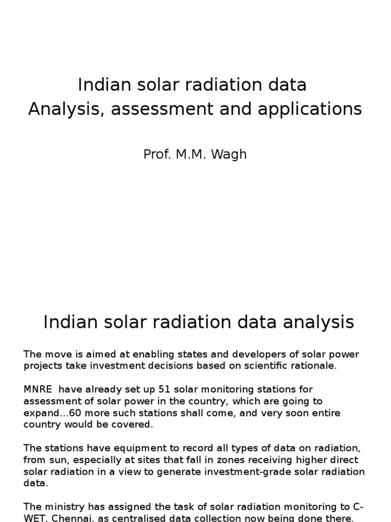 Solar Radiation Data Analysis in India | PDF | Solar Power | Renewable ...