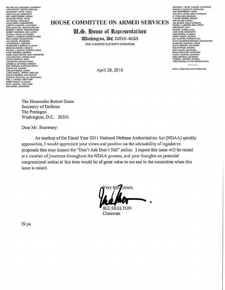 Skelton Letter To Gates | PDF