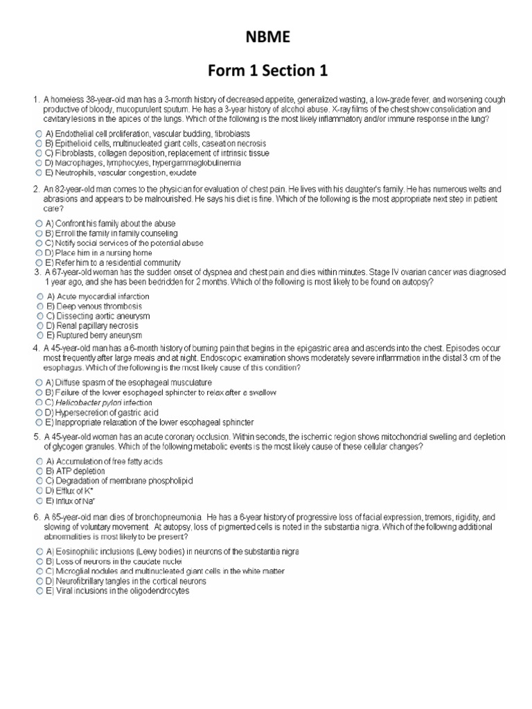 Nbme 1 | PDF
