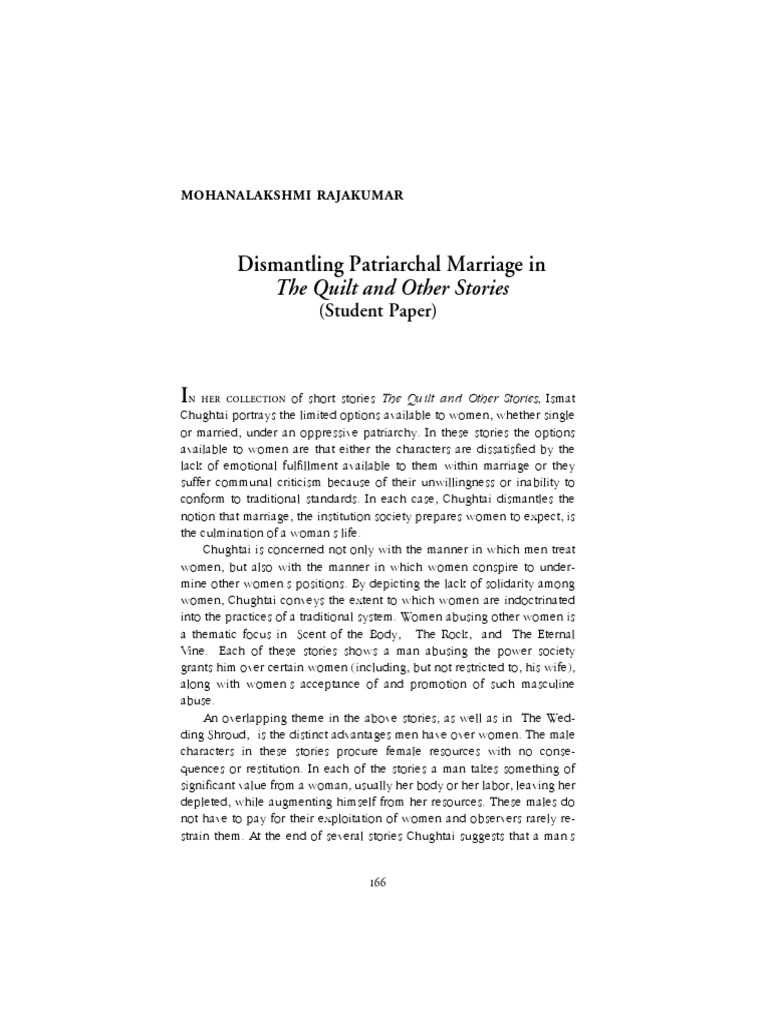 Dismantling Patriarchal Marriage in Chughtai | PDF | Patriarchy | Marriage