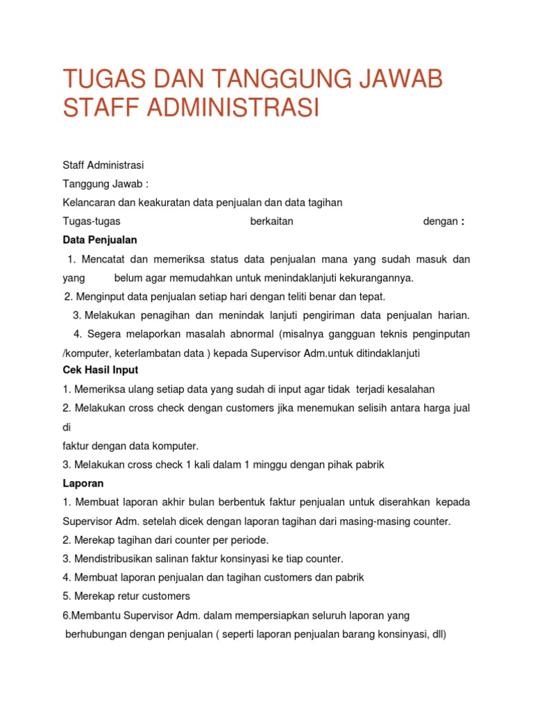 Tugas staff admin