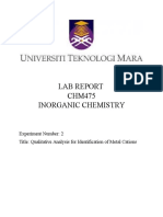 Qualitative Analysis For Identification of Metal Cations