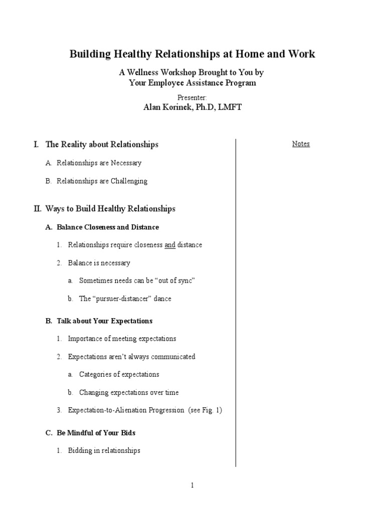 Building Healthy Relationships Workshop | PDF