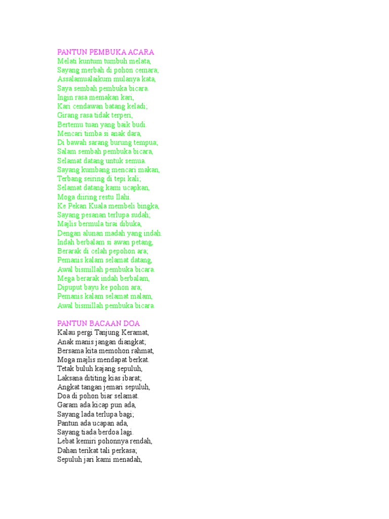 PANTUN PEMBUKA ACARA