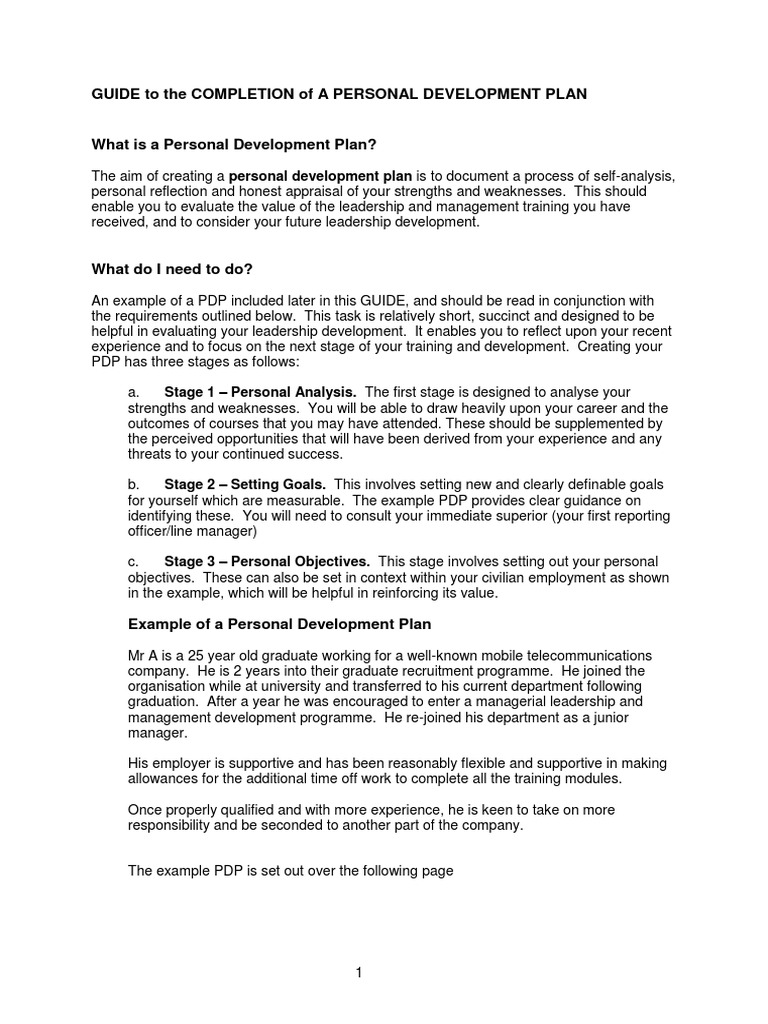 Personal Development Plan Example Guide PDF | PDF | Performance Appraisal |  Leadership