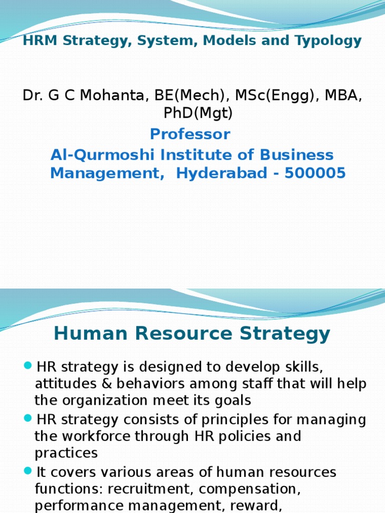 HRM Strategy and Typology Overview | PDF | Human Resource Management ...