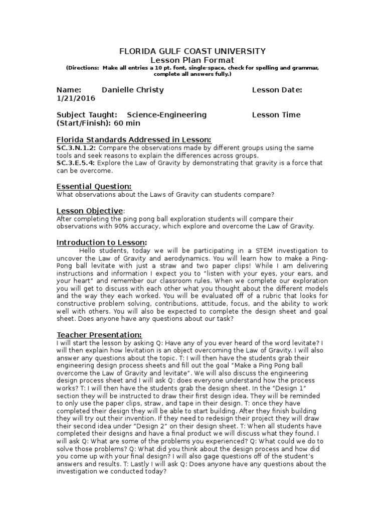ping pong lesson plan Lesson Plan Design Free 30day Trial Scribd