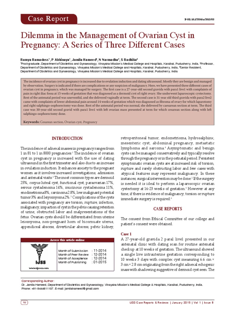 Ovarian Cyst PDF Ovarian Cancer Pregnancy