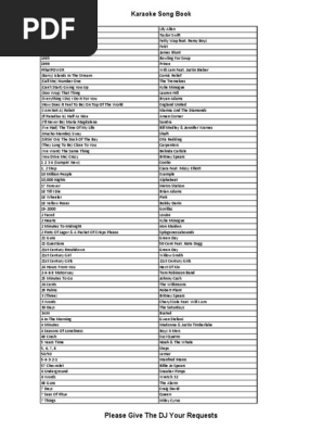 Karaoke Book List Pdf Entertainers Pop Music
