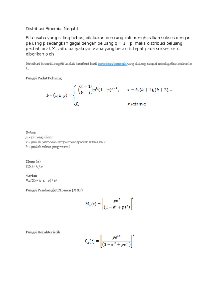 Distribusi Binomial Negatif