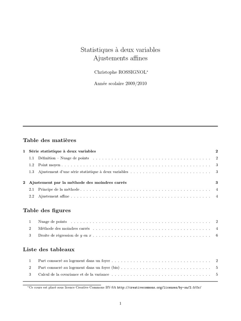 Statistique à Deux Variable Cours Bac Pro Pdf