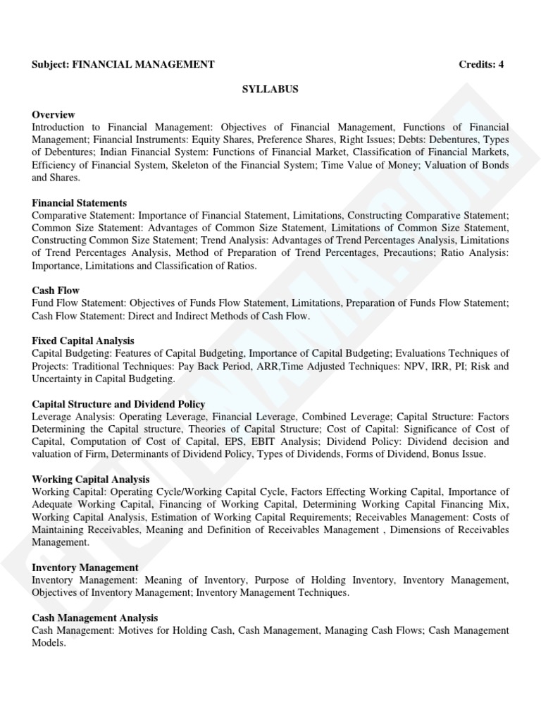 Financial Management Overview and Analysis | PDF | Financial Markets ...