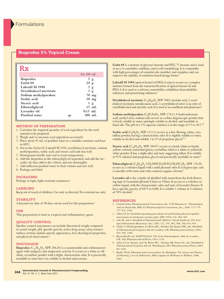 Ibuprofen 5 Topical Cream PDF Solubility Alcohol