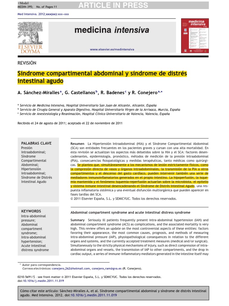 Hipertension Intrabdominal y Sindrome Compartimental Abdominal  