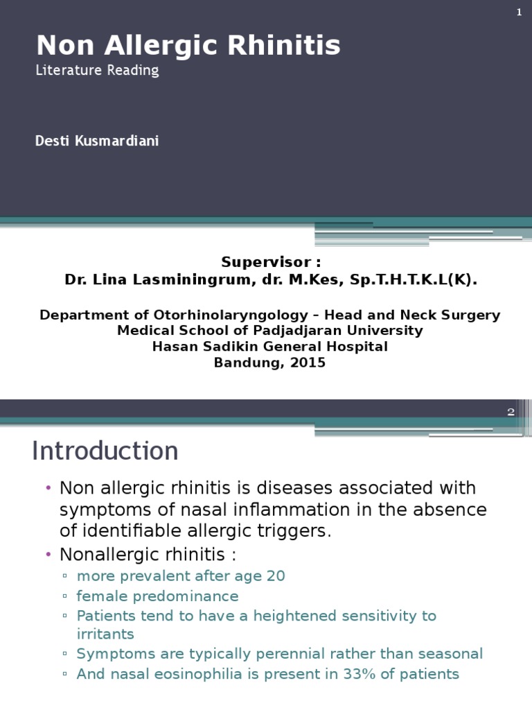 Non-Allergic Rhinitis Treatments Overview | PDF | Allergy | Medicine