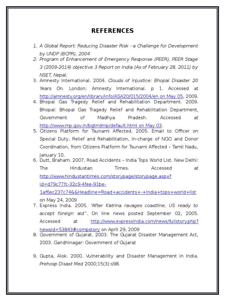 Key References on Disaster Management | PDF