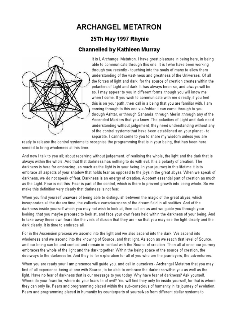 Metatron Channeling 1997 | PDF | Ascended Master | Characters Of ...