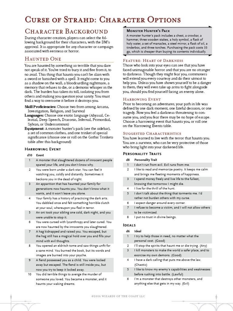 Gothic Trinkets for Curse of Strahd | PDF